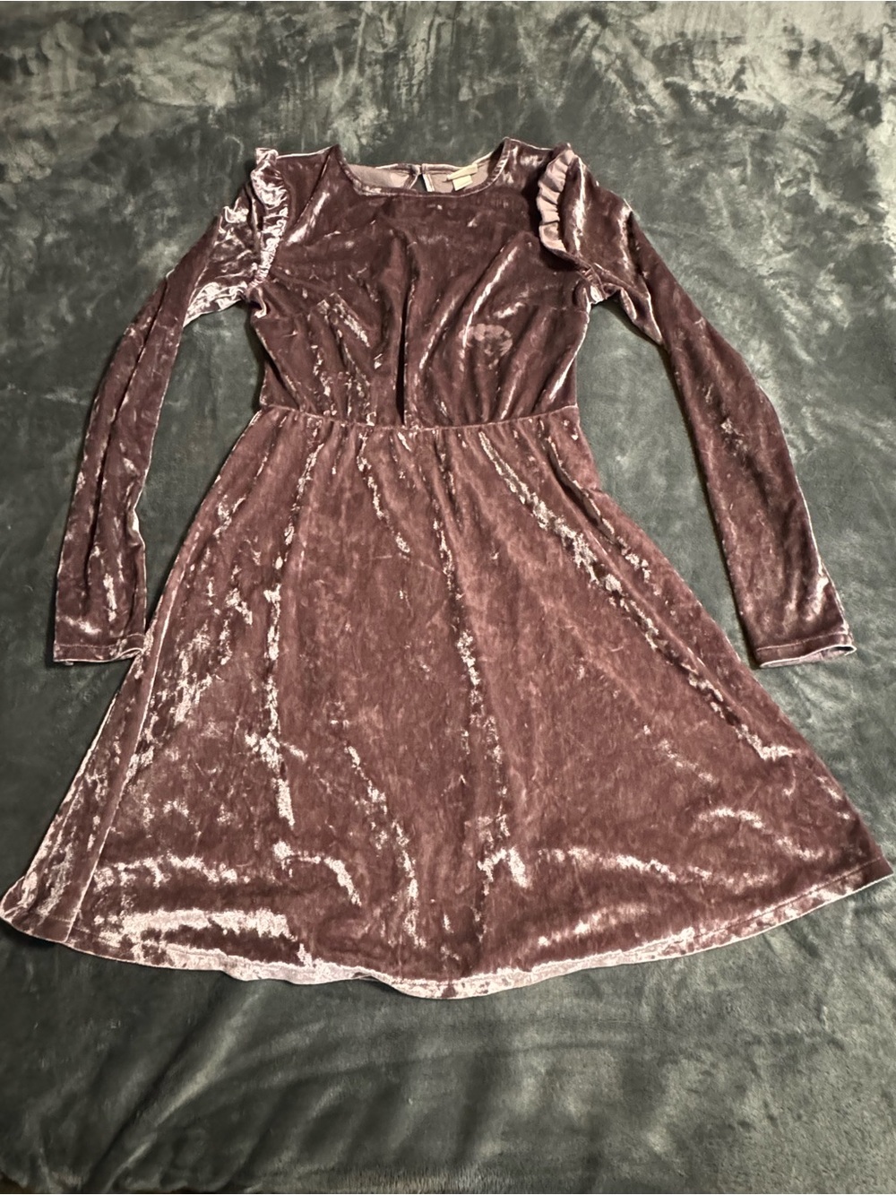 Mossimo Supply Co Mauve Velvet Fit & Flare Long Sleeve Dress Womens Size Small